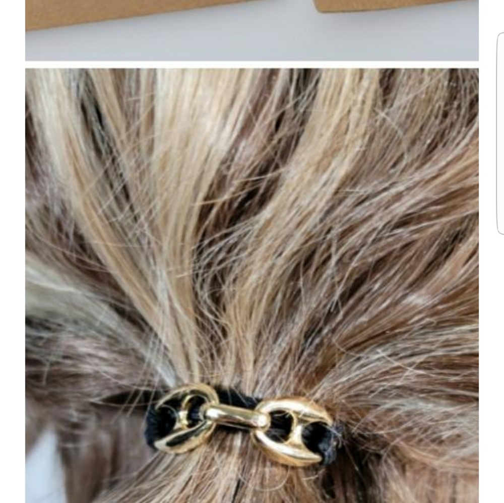 5 Pcs Set Hair Ties/ Bracelets 18K Gold Plated NWT - Picture 4 of 4